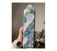 AXHNGUQB Natural Large Moss Agate Crystal Tower Natural Crystal Wand Stones Full of texture