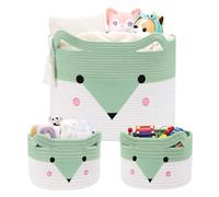 AXHOP Large Toy Storage Baby Basket 3 Pack, 50x35cm Woven Baby Laundry Blanket Basket, Teddy Storage for Kids, Dog, Cat.