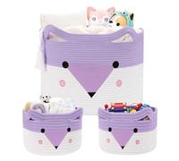 AXHOP Large Toy Storage Baby Basket 3 Pack, 50x35cm Woven Baby Laundry Blanket Basket, Teddy Storage for Kids, Dog, Cat.