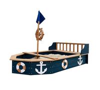 AXI Doris Wooden Sandbox in the shape of a Boat - Grey/Brown | Ship Sandpit with Bench & Storage | Sand Pit Wood with rotating Rudder on Mast | Includes Cover and Ground Cloth | 153 x 90 x 100 cm