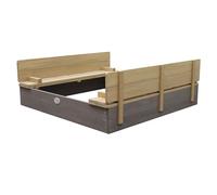 AXI Ella XL Sandbox made of FSC wood with benches & lid | Sandbox for children in grey & brown | 47x47 inch