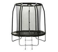 AXI Houston Round Trampoline - Ø 180 cm Net in Black | Onground Trampoline - 6 ft - for Children - With Edge, Ladder and Safety Net | For the Garden/Outdoors | Jumping Surface: 144 cm