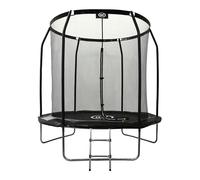 AXI Houston Round Trampoline - Ø 244 cm Net in Black | Onground Trampoline - 8 ft - for Children - With Edge, Ladder and Safety Net | For the Garden/Outdoors | Jumping Surface: 201 cm