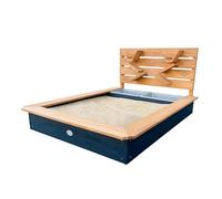 AXI Salina wooden sun lounger | Sun lounger with removable sunshade & cushion for the garden | Lounge set with weatherproof canopy in blue