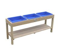 AXI Sand & Water Table, made of wood brown | With 3 plastic bins & storage shelf | Waterplay for the garden/terrace/balcony - 27 x 124 x 50 cm