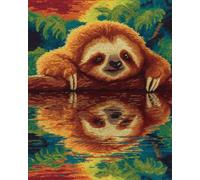 AxiangziK 11CT DIY Counted Cross Stitch Kits Sloth and Its Reflection in The Water Cross Stitch Kits Stamped, Embroidery Set DIY Hand Needlework Art for Beginners Adults 50x70cm