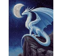 AxiangziK 11CT DIY Printed Cross Stitch Kit Dragons and The Moon Cross Stitch Patterns Kits Printed Needlepoint Set,Crafts Embroidery Art for Home Decor 30x40cm