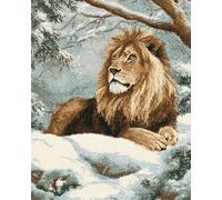 AxiangziK 11CT DIY Stamped Cross Stitch Kits for Adults Lions in The Snow Cross Stitch Patterns Kits Printed Needlepoint Set,Crafts Embroidery Art for Home Decor 40x50cm