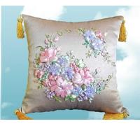 AxiangziK 3D Silk Ribbon Embroidery Kits Pillow Embroidery Patterns Colorful Flowers Cross Stitch Stamped Embroidery Starter Kit,Easy Embroidery Handmade Sewing Craft Kit for Adults Beginner 40x40cm