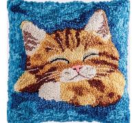 AxiangziK Animal cat Latch Hook Kits for Adults Beginners,Cute Kitten,Latch Hook Pillow Kit Pre-Printed Cross-Stitch Embroidery Cushion for Home Sofa Decoration,17x17cm
