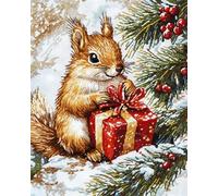 AxiangziK Animal DIY Latch Hook Rug Kits Cartoon Squirrel DIY Rug Making Set,Cross Stitch Kit Carpet Making Needlework for Aldult,Home Decor 23x35in