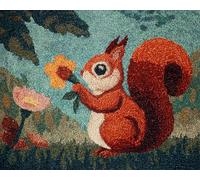 AxiangziK Animal DIY Latch Hook Rugs Kits Cartoon Squirrel DIY Rug Making Set,Cross Stitch Kit Carpet Making Needlework for Aldult,Home Decor 31x45in