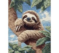 AxiangziK Animal DIY Latchook Kit The Sloth in The Tree DIY Latch Hook Kits Hand Craft Embroidery Tapestry Carpet Rug Making Enthusiasts Gift 21x29in