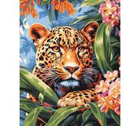 AxiangziK Animal DIY Rug Making Kit Leopard and Flowers Latch Hook Rug Making Kit DIY Craft Set Tapestry Cushion Pre-Printed Patterns 35x46in