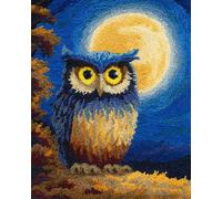 AxiangziK Animal DIY Rug Making Kit Owl and The Moon DIY Latch Hook Rug Making Kits for Beginners Unfinished Crocheting Tapestry Embroidery Carpet 39x55in