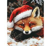 AxiangziK Animal DIY Tapestry Kits for Adults Santa Hat and Fox Latch Hook Kits DIY Rug Making Crafts with Colorful Pattern Printed，Embroidery Sewing Set 23x35in