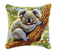 AxiangziK Animal Do It Yourself Latch Hook Kit Pillow,Koala on a Branch,Latch Hook Cushion Kits Pillow Crochet Hobby & Crafts DIY Embroidery Cushion Cover,17x17in