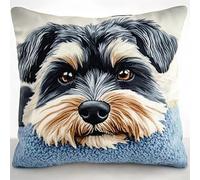 AxiangziK Animal Dog Latch Hook Kits,Cute Schnauzer,Pillow Materials Package Cover Latch Hook Kits Cushion Embroidery Set Craft Home Decoration,17x17in