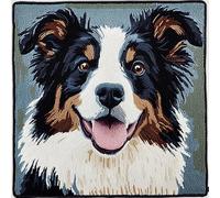 AxiangziK Animal Dog Latch Hook Kits DIY Throw Pillow Cover,Border Collie,Cushion Cover Embroidery Craft Kit for Adults and Beginners Embroidery Home Decoration,17x17in