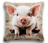 AxiangziK Animal Latch Hook Cushion Kit,Cute Pink Pig,Latch Hook for Beginners Adults or Children,Latch Hook Kit Christmas Gifts,17x17in