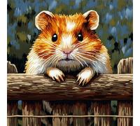 AxiangziK Animal Latch Hook Pillow Case Embroidery Kits,Hamster Lying on The Fence,DIY Latch Hook Cushion Cover Kits for Kids & Adults Beginners,Sofa Cushion Cover,17x17in