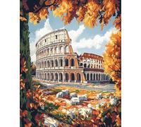 AxiangziK Architecture Counted Cross Stitch kit DIY,Colosseum in The Forest,Cross Stitching Kits Stamped Kit Fabric Embroidery Crafts Kit for Home Decoration,16x20inch