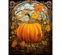 AxiangziK Art Cross Stitch Kits Stamped for Adults Beginner Kids Pumpkin,Stained Glass Window,DIY Embroidery Needlework Kit with Patterns Needlepoint,16x20inch