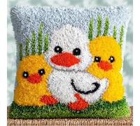 AxiangziK Cartoon Animals Latch Hook Kits,The Duck Family,Pillow Materials Package Cover Latch Hook Kits Cushion Embroidery Set Craft Home Decoration,17x17in