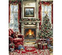 AxiangziK Christmas 11CT Counted Cross Stitch kit DIY,Christmas Tree Fireplace,New Counted Cross Stitch Kits for Beginners Advanced,Handmade Christmas Gifts,16x20inch