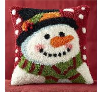 AxiangziK Christmas Latch Hook Kits for Adults Beginners,Cute Snowman,Latch Hook Pillow Kit Pre-Printed Cross-Stitch Embroidery Cushion for Home Sofa Decoration,17x17in