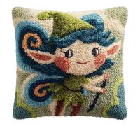 AxiangziK Comic Style DIY Latch Hook Kits,Cute Butterfly elf,Latch Hook Cushion,Crochet Kits Pillow DIY Handmade Cushion Crochet Yarn Embroidery Pillowcase,17x17in