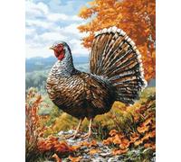 AxiangziK Cross Stitch Kits 30x40cm,Animal Turkey 11CT Printed Cross Stitch for Adults Beginners,Complete DIY Embroidery with Needles and Threads for Home Decor