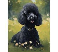 AxiangziK Cross Stitch Kits for Adults Beginners 11CT,Animal Dog,Black Poodle,Embroidery Kit Pre-Printed Stamped Cross Stitch Kit for Wall Art Home Decoration,16x20in