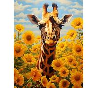 AxiangziK Cross Stitch Kits for Adults Beginners,Animals Giraffe and Sunflower,Embroidery Kit Pre-Printed Stamped Cross Stitch Kit for Wall Art Home Decoration,16x20inch