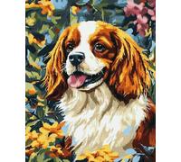 AxiangziK Cross Stitch Kits for Adults Beginners,Cavalier King Charles Spaniel DIY Gift Embroidery Needlework Crafts Home Decor 16x20 inch Easy (11CT Pre-Printed)