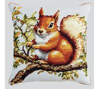 AxiangziK Cross Stitch Pillow Kit,Animal Squirrel,Tapestry Cushion kit Needlepoint Craft Set Cushion Kit pre Printed Handmade Cushion Cover Kit,45x45cm