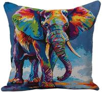 AxiangziK Cross Stitch Pillow Kit,Colorful Elephant,Tapestry Cushion kit Needlepoint Craft Set Cushion Kit pre Printed Handmade Cushion Cover Kit,18x18in