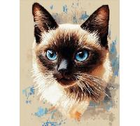 AxiangziK Cute Pets Beginners Stamped Cross Stitch Kits,Siamese cat,Range of Embroidery Starter Kits for DIY Printed Cross Stitch Pattern 11CT Needlepoint kit,16x20inch