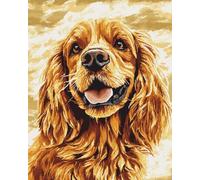 AxiangziK DIY Cross Stitch Art Craft 16x20 inch,Cavalier King Charles Spaniel Cross Stitch Kits for Adults Fabric with Accessories,11ct Pre Printed Stamped Embroidery Kits