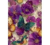 AxiangziK DIY Cross Stitch Kit Butterflies and Flowers 11CT 30x40cm