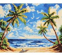 AxiangziK DIY Cross Stitch Kits Coconut Trees on the Beach 11CT 80x100cm