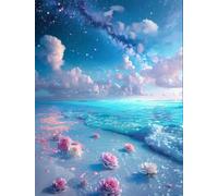 AxiangziK DIY Cross Stitch Kits Waves and Flowers 11CT 40x50cm