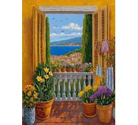 AxiangziK DIY Embroidery Kits Flowers by the Window 11CT 40x50cm