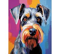 AxiangziK DIY Embroidery Kits for Adults 11CT,Colored Animal Dog,Schnauzer,Embroidery Kit Cross Stitch Stamped Kits Cross Stitching Embroidery Needlework Kit,40x50cm