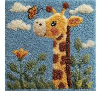 AxiangziK DIY Latch Hook Cushion Cover Kit 43x43cm,Giraffe and Butterfly