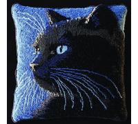 AxiangziK DIY Latch Hook Cushion Kits,Animal a Black cat,Latch Hook Kits DIY Throw Pillow Cover Craft Kits Embroidery Kits with Printed Canvas,17x17in