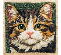 AxiangziK DIY Latch Hook Cushion Kits,Animal Cute cat,Latch Hook DIY Throw Pillow Cover Craft,Embroidery Kits with Printed Canvas,17x17in