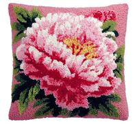 AxiangziK DIY Latch Hook Kits,Beautiful Peony Flowers,Latch Hook Cushion,Crochet Kits Pillow DIY Handmade Cushion Crochet Yarn Embroidery Pillowcase,17x17in