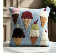 AxiangziK DIY Latch Hook Kits,Cartoon Ice Cream,3D Pillow Latch Hook Embroidery Kits Cross Stitch Sofa Cushion Cover for Kids and Adults,17x17in