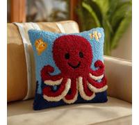 AxiangziK DIY Latch Hook Kits,Cartoon Octopus,3D Pillow Latch Hook Embroidery Kits Cross Stitch Sofa Cushion Cover for Kids and Adults,17x17in